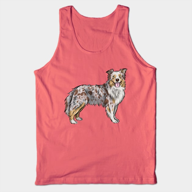 Australian Shepherd Dog | Red Merle | Rose Ears Tank Top by Shirin Illustration